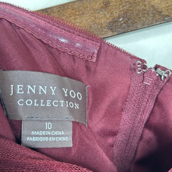 BHLDN x JENNY YOO Annabelle Convertible Tulle Maxi Dress Black Cherry Sz 10 {V3} - Picture 7 of 8